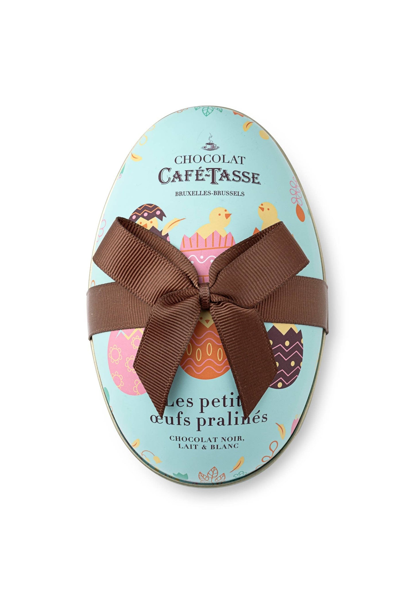 Café-Tasse - Metal egg, 12 assorted praline chocolate eggs